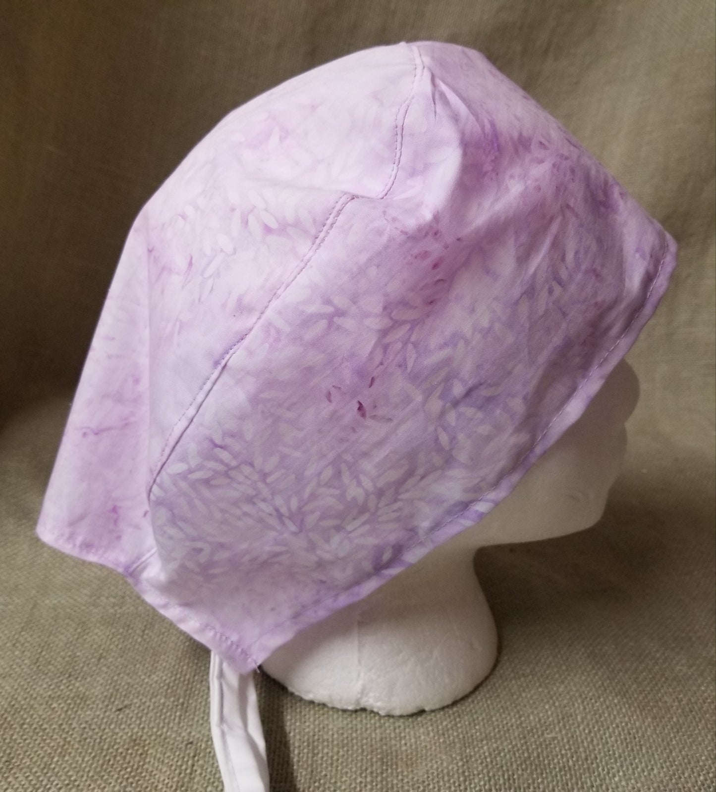 Indonesian Batik Lilac Leaf Surgical Medical Scrub Cap