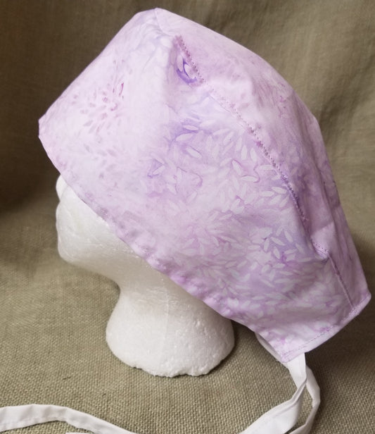 Indonesian Batik Lilac Leaf Surgical Medical Scrub Cap