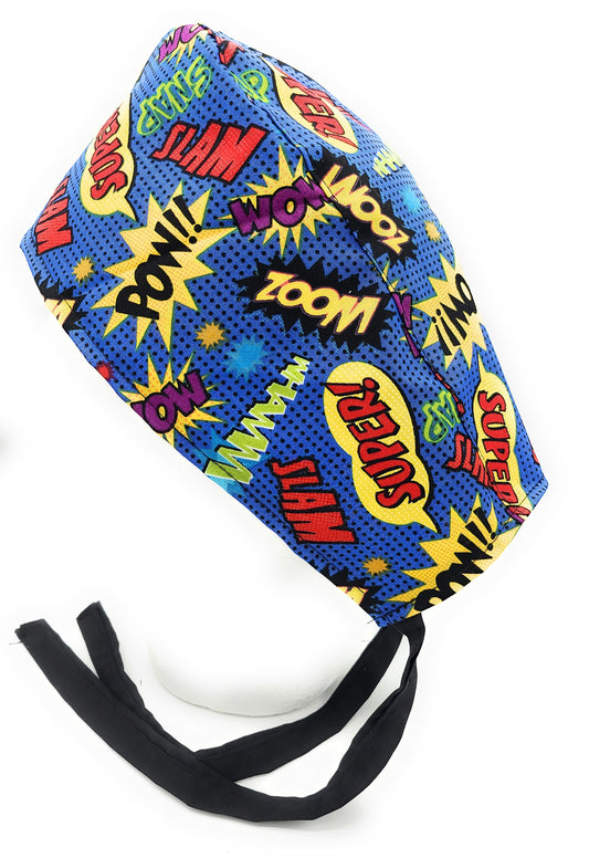 Comic Book Super POW Hero Surgical Medical Scrub Cap